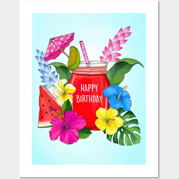 TROPICAL BIRTHDAY COCKTAIL Wall Art by Poppy and Mabel